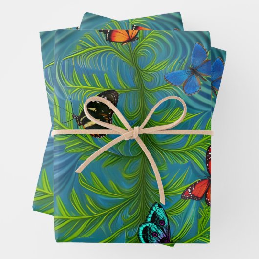 抽象芸術バタフライドリームガーデン ラッピングペーパーシート (インサイチュ)