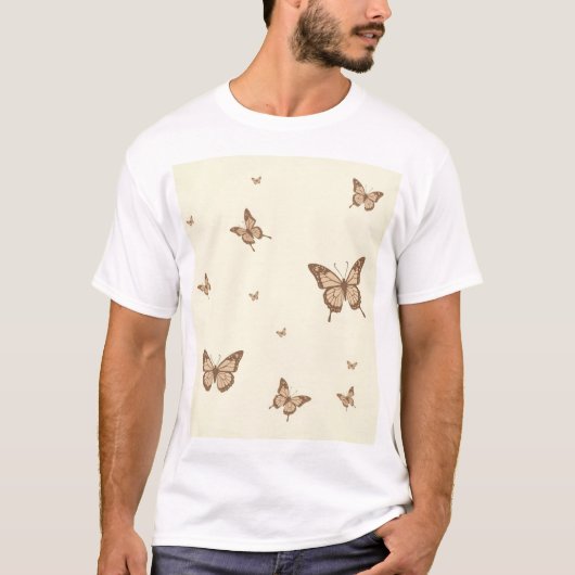 抽象芸術バタフライTシャツデザイン Tシャツ (正面)