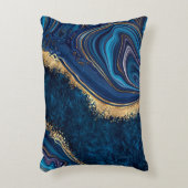 抽象芸術バックグラウンドブルー大理石アゲートグラナイトモザ アクセントクッション (正面(垂直))