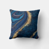 抽象芸術バックグラウンドブルー大理石アゲートグラナイトモザ クッション (裏面)