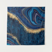 抽象芸術バックグラウンドブルー大理石アゲートグラナイトモザ タペストリー (正面(横))