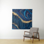 抽象芸術バックグラウンドブルー大理石アゲートグラナイトモザ タペストリー (インサイチュ(横))