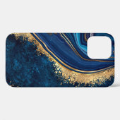 抽象芸術バックグラウンドブルー大理石アゲートグラナイトモザ Case-Mate iPhoneケース (裏面 (横))