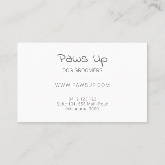 抽象芸術バブルドッグトリマーハイドロバス 名刺 (裏面)