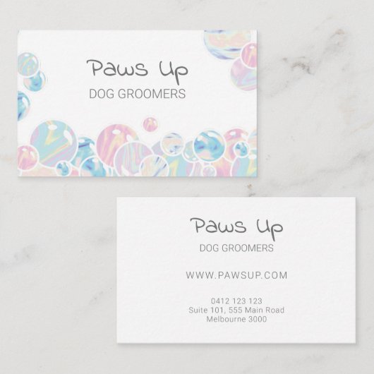 抽象芸術バブルドッグトリマーハイドロバス 名刺 (正面/裏面)