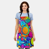 抽象芸術バブル鮮やかアートワーク エプロン (着用した状態)