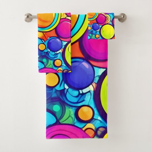 抽象芸術バブル鮮やかアートワーク バスタオルセット (インサイチュ)