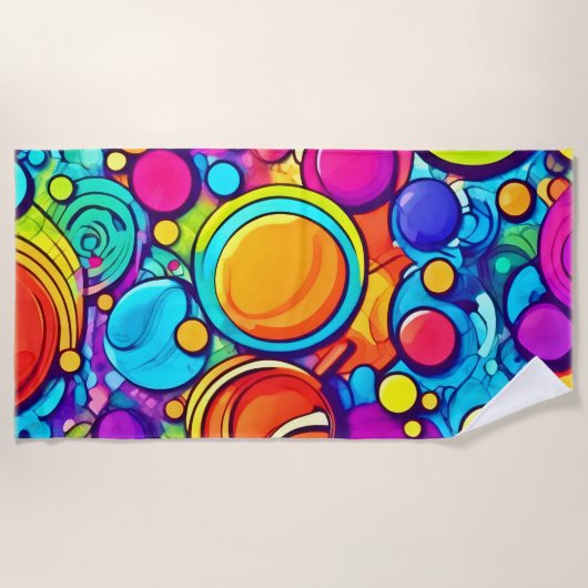 抽象芸術バブル鮮やかアートワーク ビーチタオル (正面)