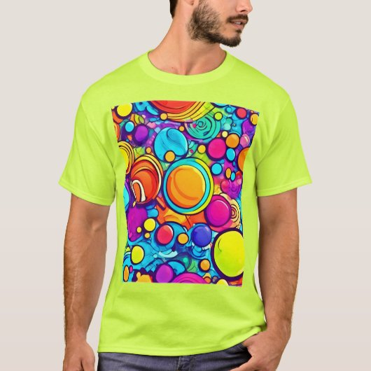 抽象芸術バブル鮮やかアートワーク Tシャツ (正面)