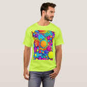 抽象芸術バブル鮮やかアートワーク Tシャツ (正面フル)