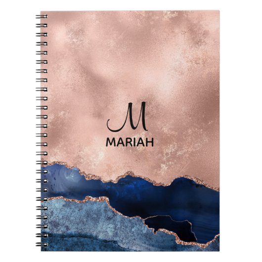 抽象芸術バラとネイビーブルー – Notebook for Her ノートブック (正面)