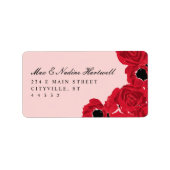 抽象芸術バラとポピー新婚差出人住所 ラベル (正面)