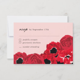 抽象芸術バラとポピー調整小RSVP ノートカード