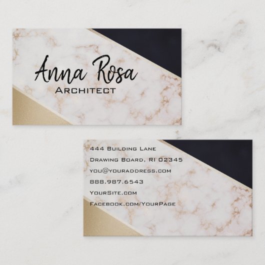 *~*抽象芸術バラゴールドフォイル赤面ピンク幾何学模様 名刺 (正面/裏面)