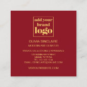 抽象芸術バラピンク絵を描金ゴールド スクエア名刺 (裏面)