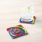 抽象芸術バラ水彩ポップ・アートの術 コースター (右側)