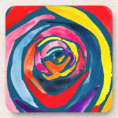 抽象芸術バラ水彩ポップ・アートの術 コースター (正面)