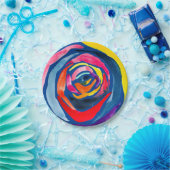 抽象芸術バラ水彩ポップ・アートの術 ペーパープレート (パーティー)