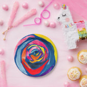 抽象芸術バラ水彩ポップ・アートの術 ペーパープレート (パーティー)