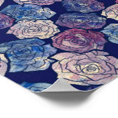 抽象芸術バラ絵画のガーデニングバラ紫ブルー ポスター (角)