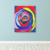抽象芸術バラ花ポップ・アートの術 キャンバスプリント (インサイチュ (ウッドフロア))