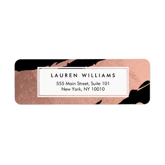 抽象芸術バラ金ゴールドの黒のブラシストローク ラベル (正面)