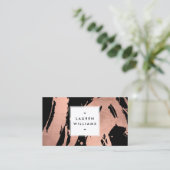 抽象芸術バラ金ゴールドの黒のブラシストローク 名刺 (スタンド正面)