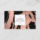 抽象芸術バラ金ゴールドの黒のブラシストローク 名刺 (正面)