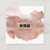 抽象芸術バラ金ゴールドインクフォイルグリッターメイクアップアーティスト スクエア名刺 (裏面)