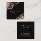 抽象芸術バラ金ゴールドグリッターブラックビジネスカード スクエア名刺 (正面/裏面)