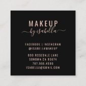 抽象芸術バラ金ゴールドグリッターブラックメイクアップアーティスト スクエア名刺 (裏面)