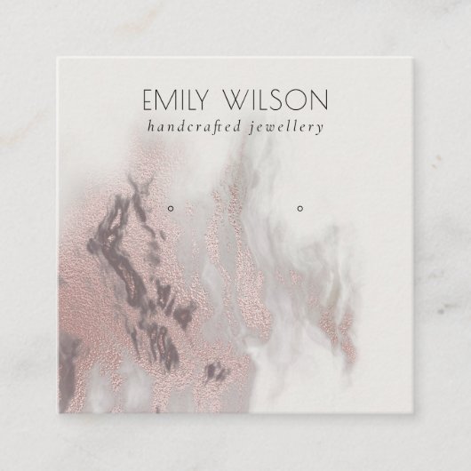 抽象芸術バラ金ゴールドゲートスタッドイヤリングディスプレイ スクエア名刺 (正面)