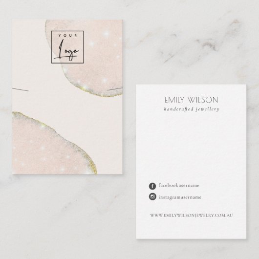 抽象芸術バラ金ゴールドネックレスバンドのロゴ表示 名刺 (正面/裏面)