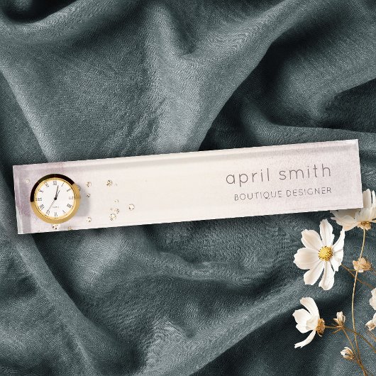 抽象芸術バラ金ゴールドパープルウォーター色グリッターデスク デスクネームプレート