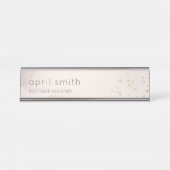 抽象芸術バラ金ゴールドパープルウォーター色グリッター デスクネームプレート (正面)