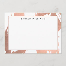 抽象芸術バラ金ゴールドブラシストロークのホワイトノートカード ノートカード