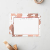 抽象芸術バラ金ゴールドブラシストロークのホワイトノートカード ノートカード (正面/裏面インサイチュ)