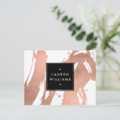 抽象芸術バラ金ゴールドブラシストロークの白 ポストカード (スタンド正面)