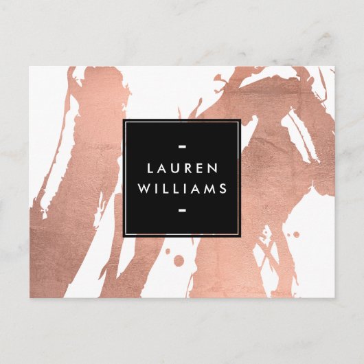 抽象芸術バラ金ゴールドブラシストロークの白 ポストカード (正面)