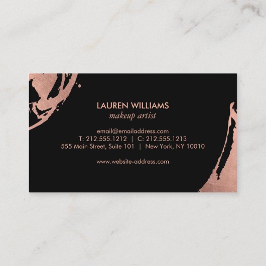 抽象芸術バラ金ゴールドブラシストロークの白 名刺 (裏面)