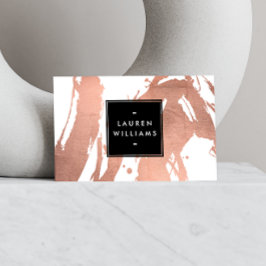 抽象芸術バラ金ゴールドブラシストロークの白 名刺