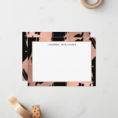 抽象芸術バラ金ゴールドブラックノートカードのブラシストローク ノートカード (正面/裏面インサイチュ)