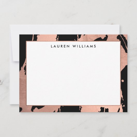 抽象芸術バラ金ゴールドブラックノートカードのブラシストローク ノートカード (正面)