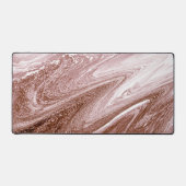 抽象芸術バラ金ゴールド白抽象芸術渦巻き デスクマット (正面)