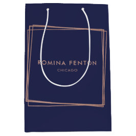 抽象芸術バラ金箔フレームモダンプロフェッショナル ミディアムペーパーバッグ