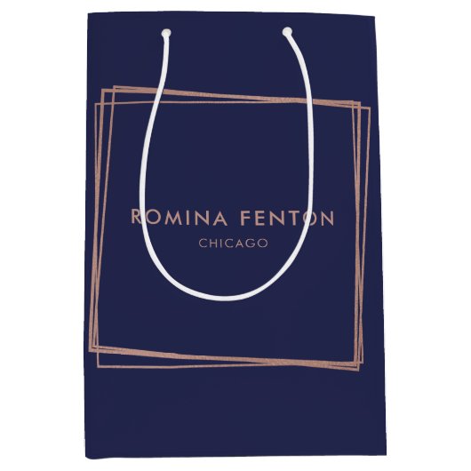 抽象芸術バラ金箔フレームモダンプロフェッショナル ミディアムペーパーバッグ (正面)