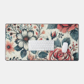 抽象芸術バラ開花デザイン。パターン化 デスクマット (キーボード&マウス)