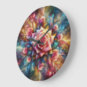 抽象芸術バラ ラージ壁時計 (傾斜)
