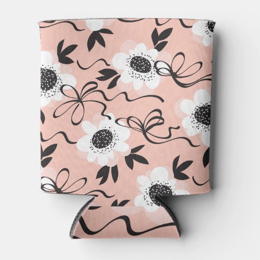 抽象芸術バラ、淡い色の色、ヴィンテージパターン。 缶クーラー (正面)