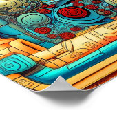 抽象芸術バラWitchy カラフル AI Art Matte Value ポスター (角)